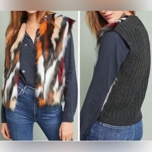 Anthropologie faux fur sweater vest
